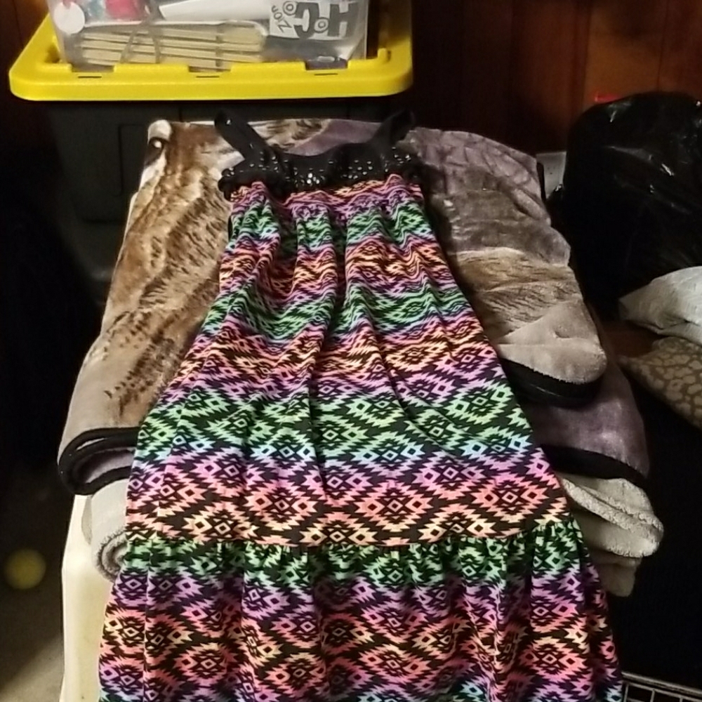 rainbow hippie faded glory long dress